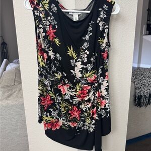 White House Black Market Floral Black Women's Top